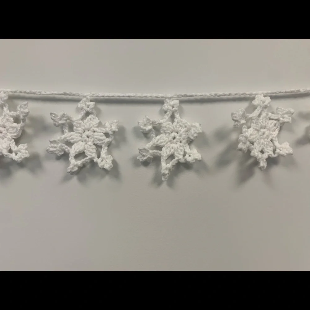 Snowflake Garland White New Handmade Crochet
